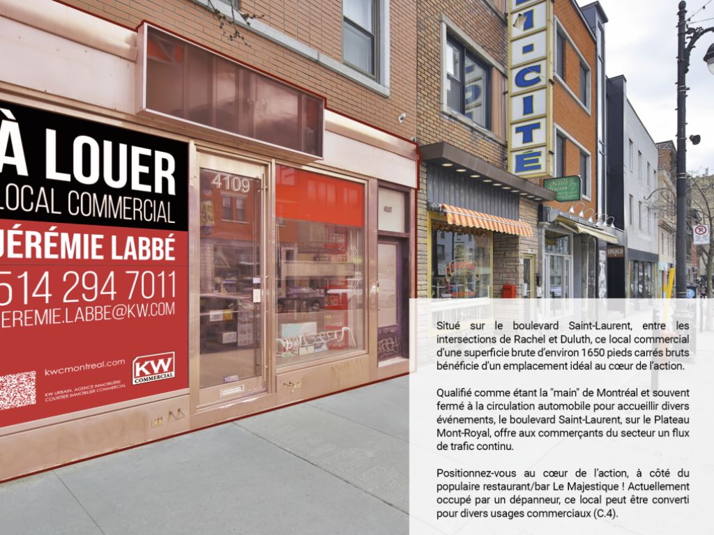 Local commercial sur le Blvd. Saint-Laurent