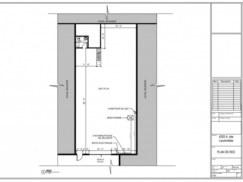 Industrial space for rent | Laval | 2,360 sq. ft. 